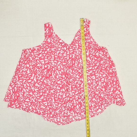 Lane Bryant Women Blouse Top V Neck Geometric Pink Plus Size 22 Polyester - Picture 6 of 8